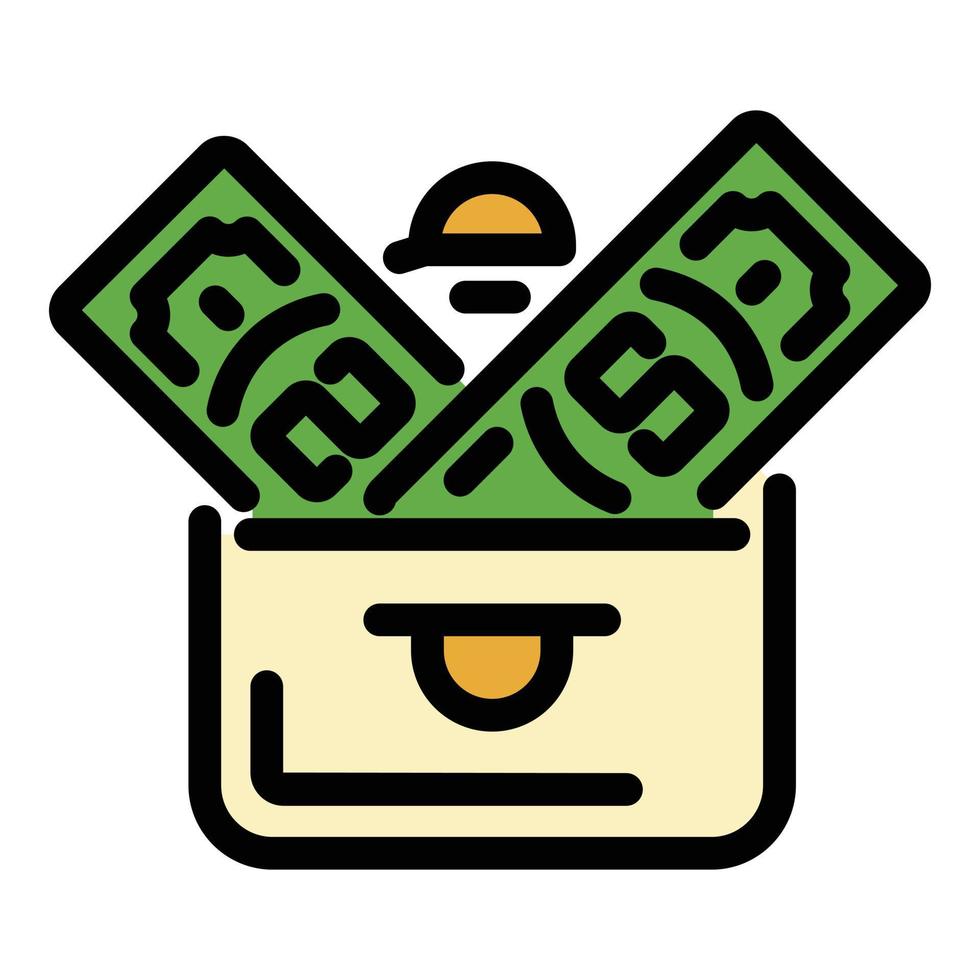 plånbok och dollar ikon Färg översikt vektor