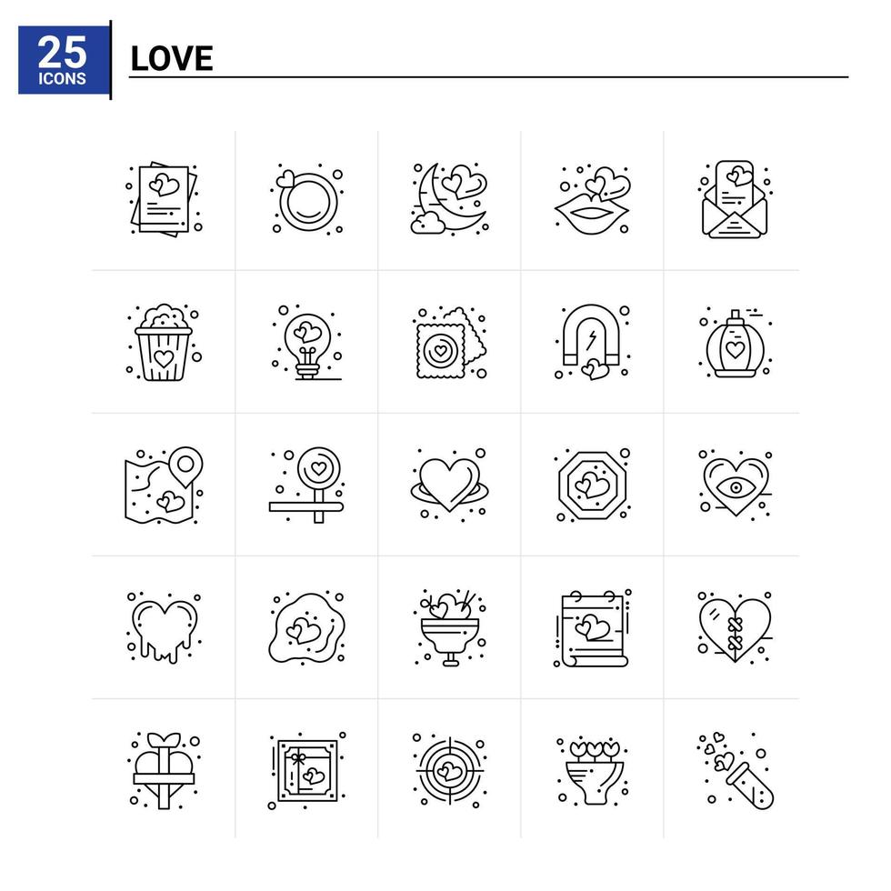 25 Liebe Icon Set Vektor Hintergrund