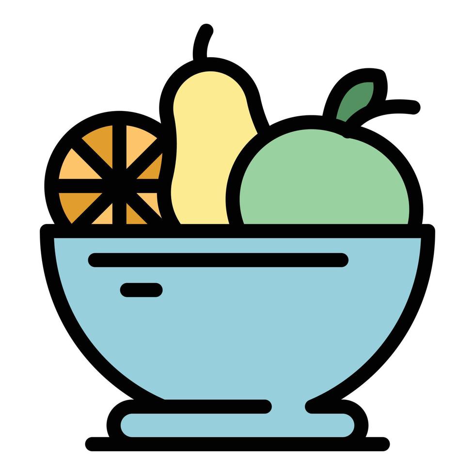 diet frukt sallad ikon Färg översikt vektor