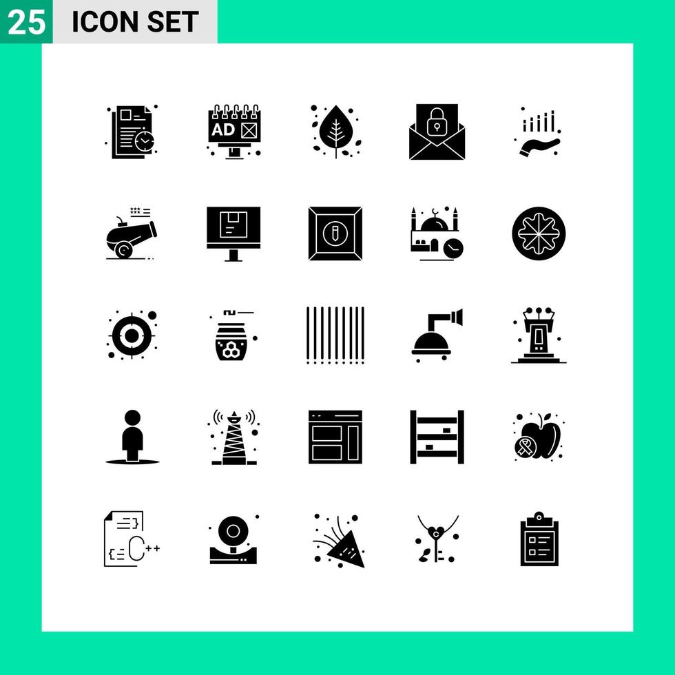 piktogram uppsättning av 25 enkel fast glyfer av finansiera låsa björk kuvert kommunikation redigerbar vektor design element