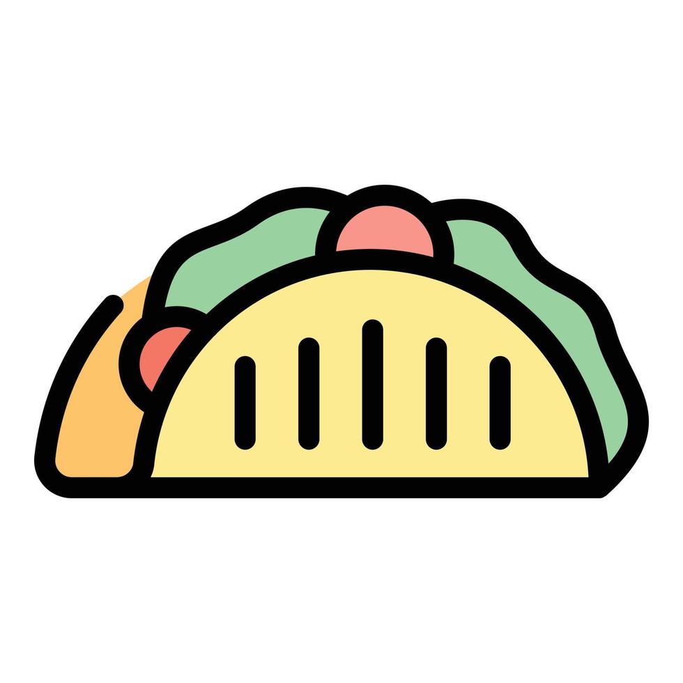 varm taco ikon Färg översikt vektor