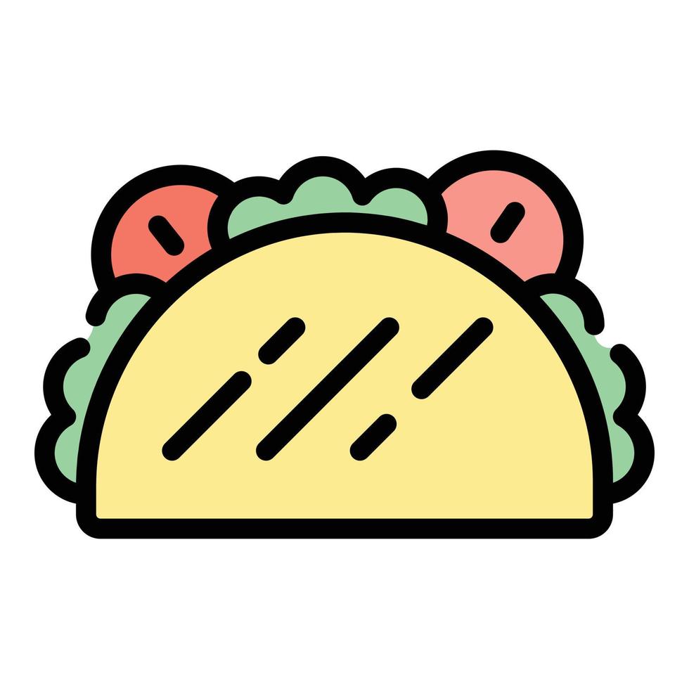 Taco Küche Symbol Farbe Umriss Vektor