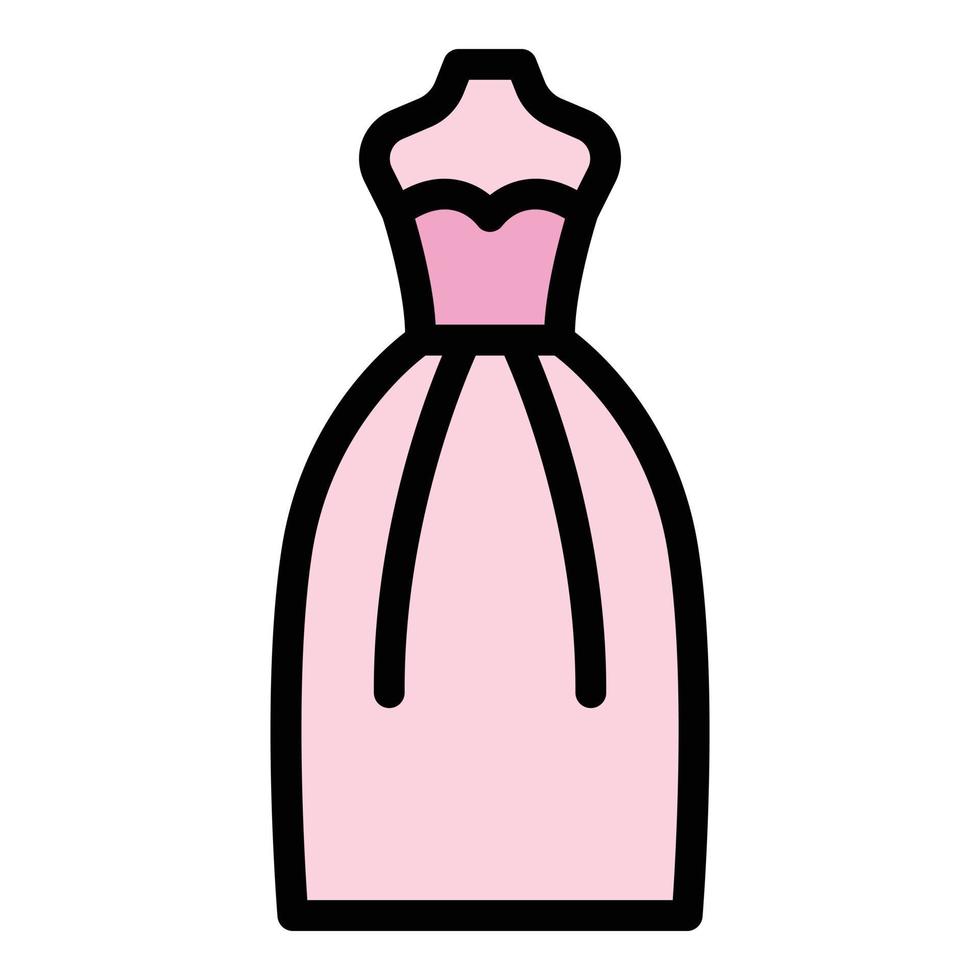 Hochzeitskleid Symbol Farbe Umriss Vektor