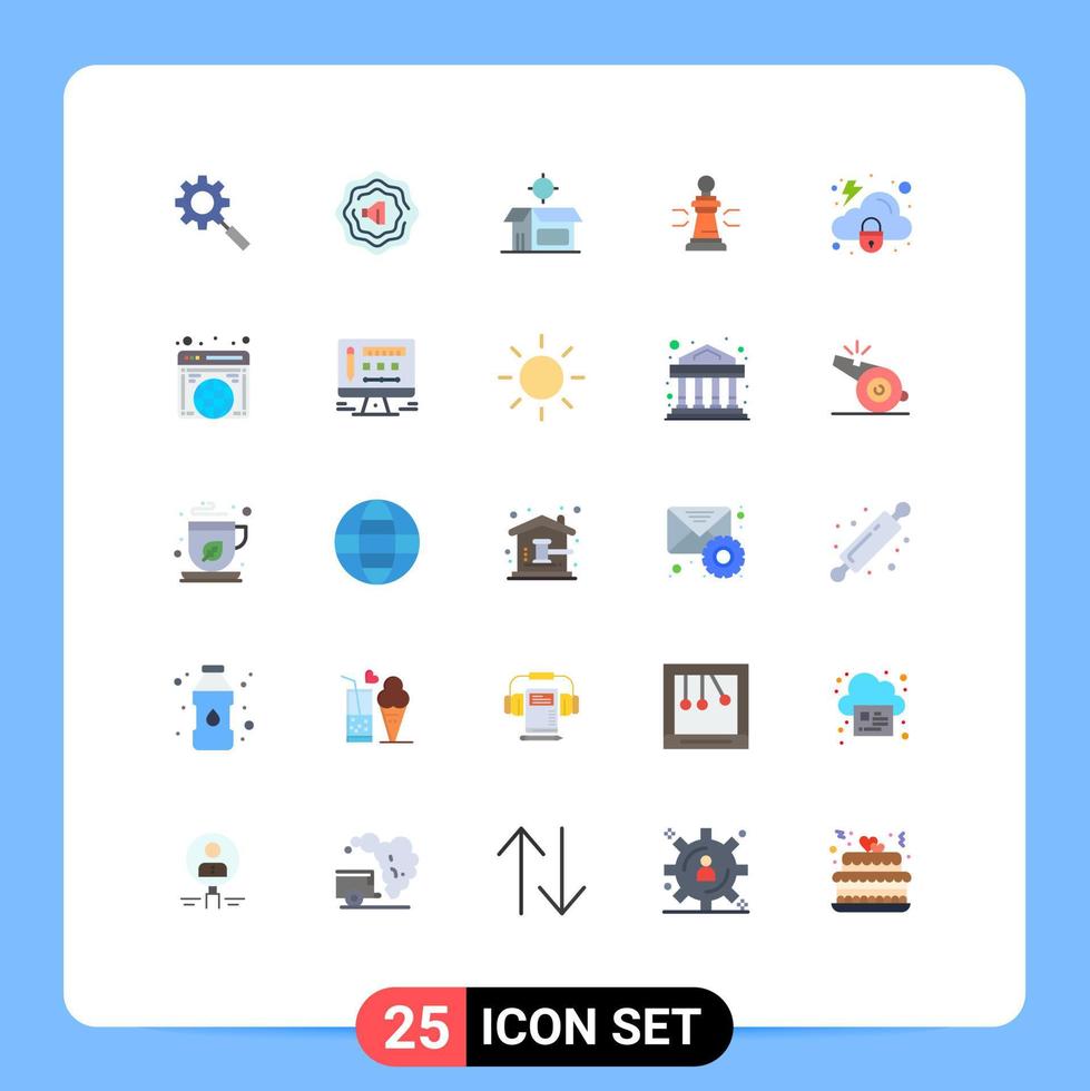 25 universelle Flachfarben für Web- und mobile Anwendungen Lock Taktik Produktstrategie Figuren editierbare Vektordesign-Elemente vektor
