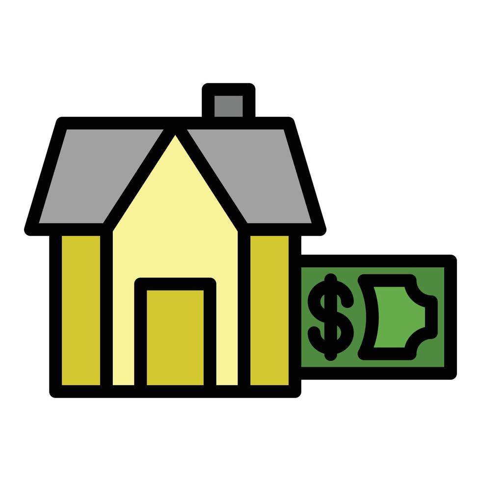 betalning av inteckning hus ikon Färg översikt vektor