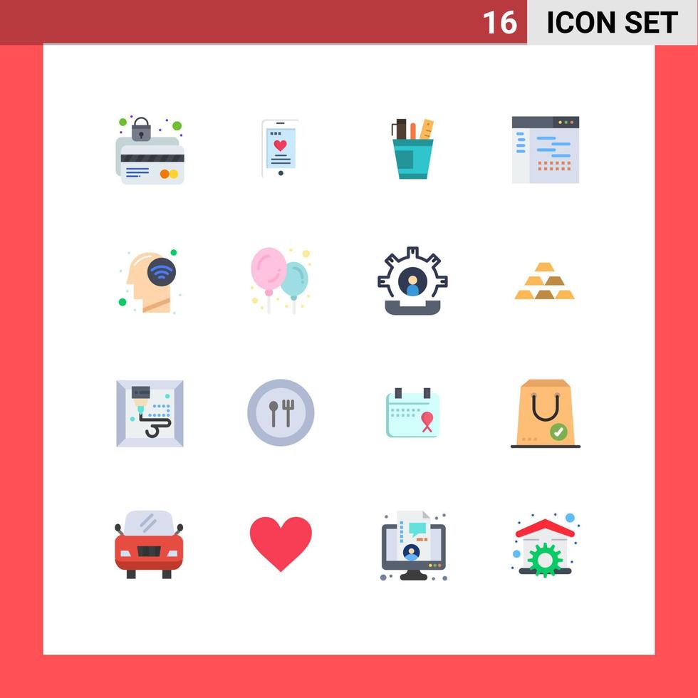 gruppe von 16 modernen flachen farben für designwerkzeuge hochzeitsversorgungsorganisator editierbares paket kreativer vektordesignelemente vektor