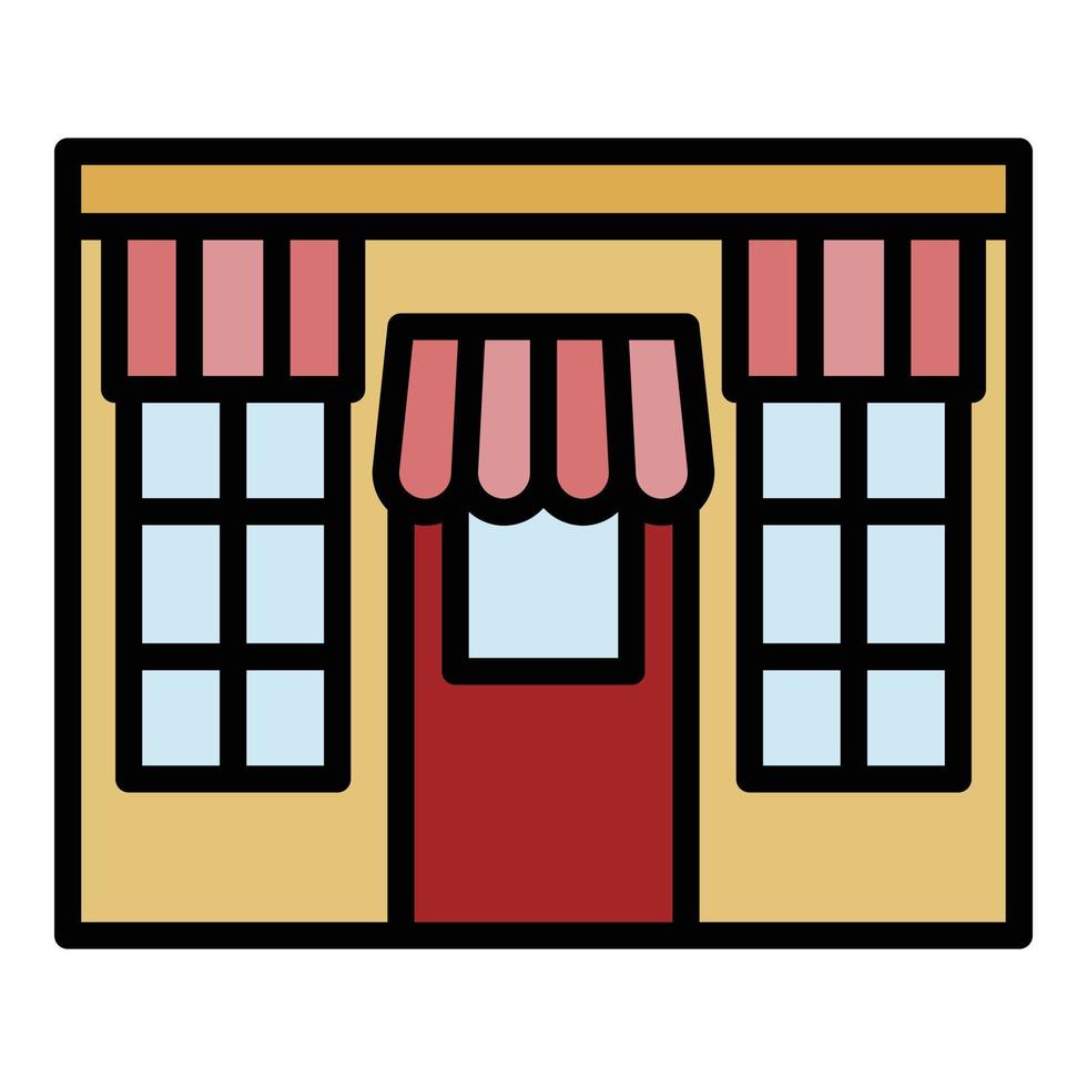 Street Food Shop Symbol Farbe Umriss Vektor