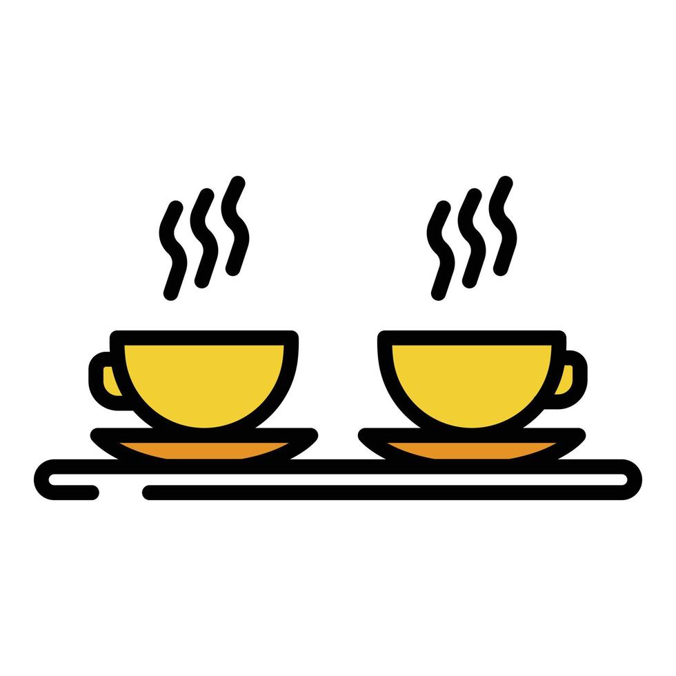 Heiße Kaffeetassen Symbolfarbe Umrissvektor vektor