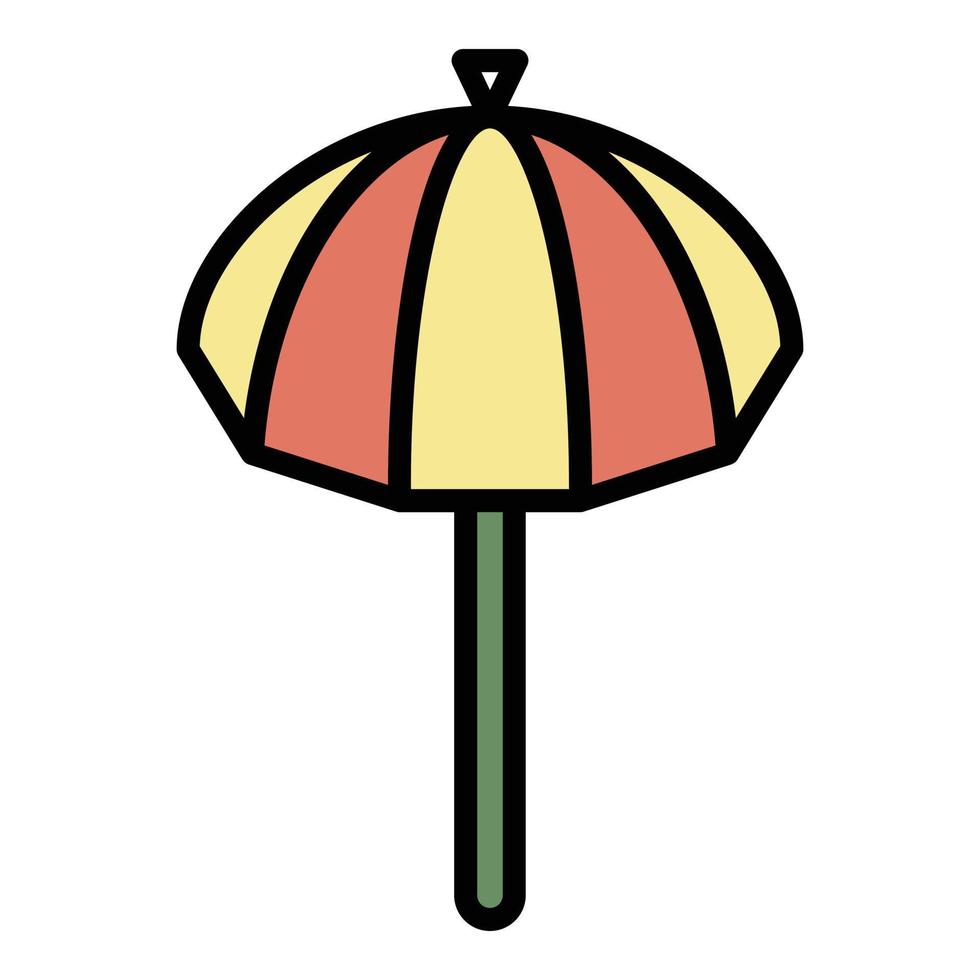 Sonnenschirm Symbol Farbe Umriss Vektor