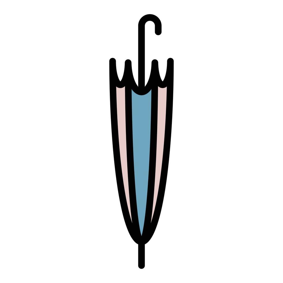 Gefalteter Regenschirm Stock Symbol Farbe Umriss Vektor