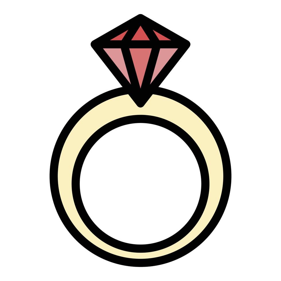 Diamantring Symbol Farbe Umriss Vektor