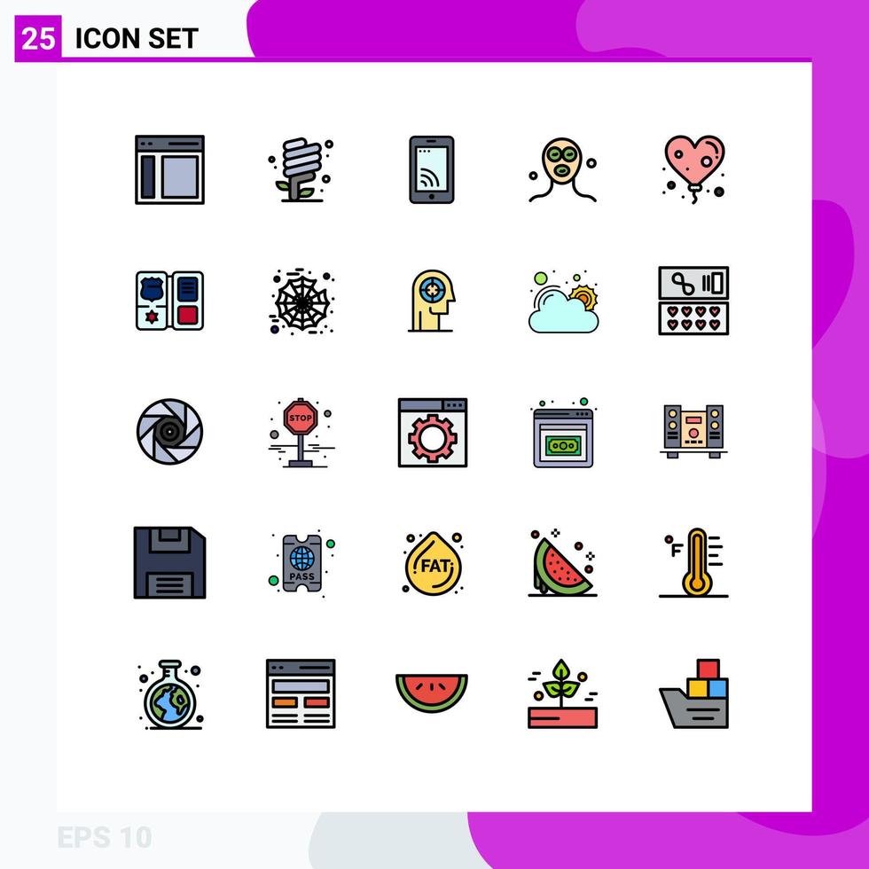 satz von 25 modernen ui-symbolen symbole zeichen für entspannung kosmetik umweltschutz schönheit wifi editierbare vektordesignelemente vektor