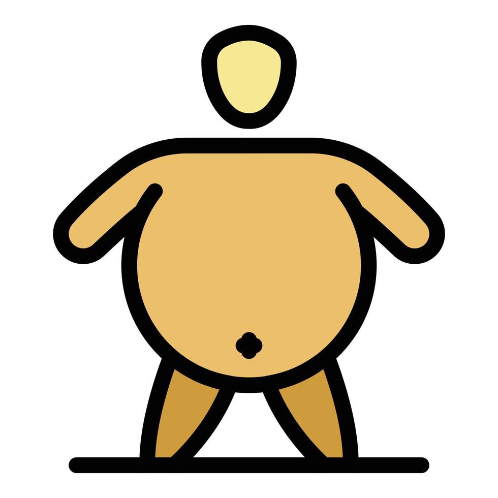 großer übergewichtiger Mann Symbol Farbe Umriss Vektor