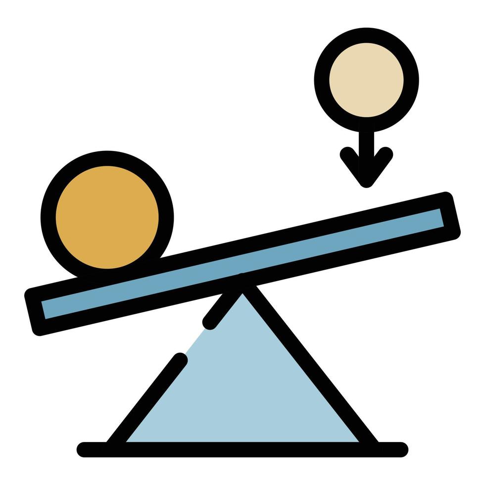 Hebelwirkung und Gleichgewicht des Machtsymbols Farbumrissvektor vektor