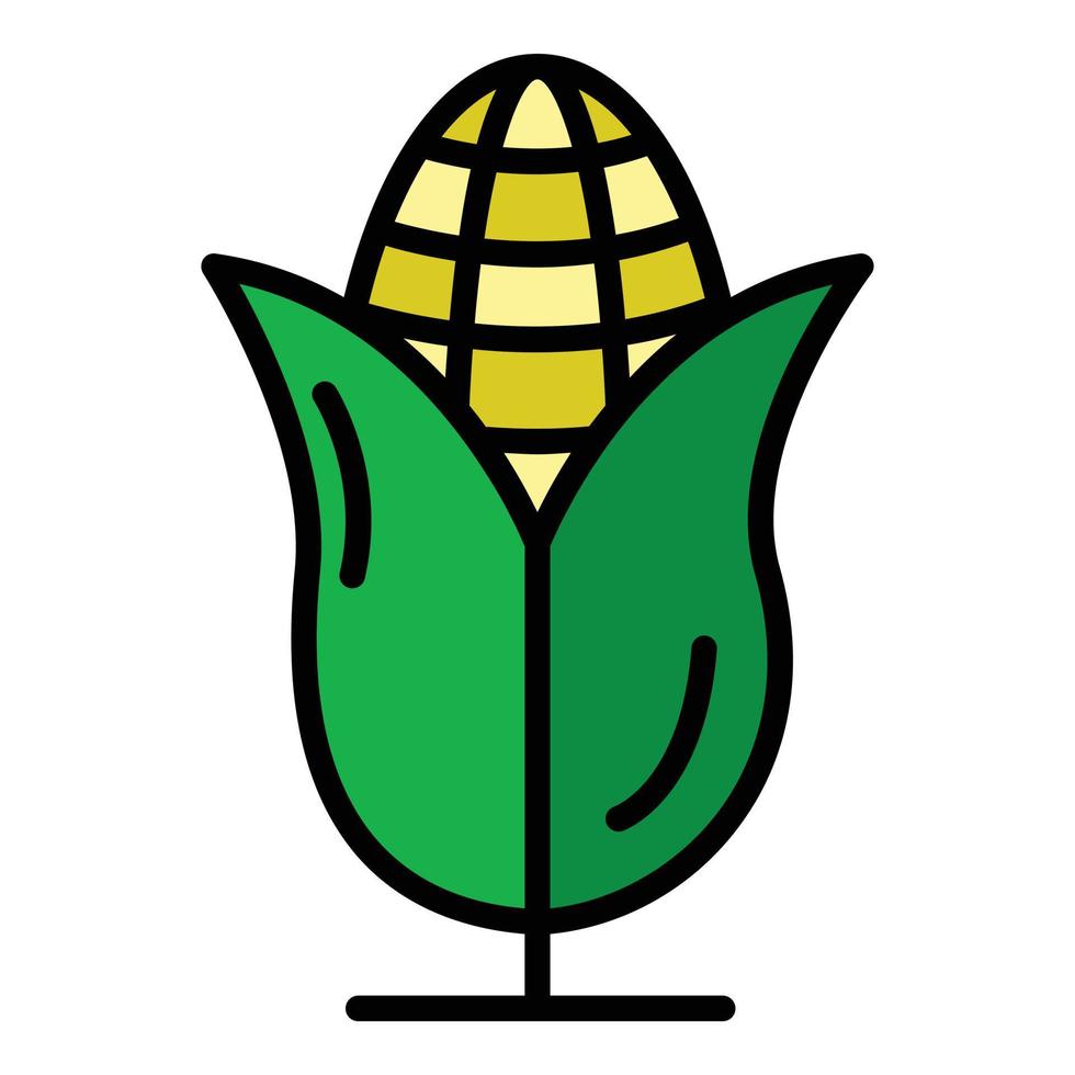 Farm Mais Symbol Farbe Umriss Vektor