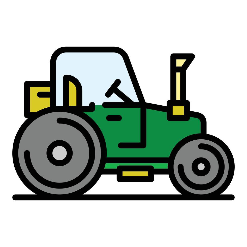 bruka traktor ikon Färg översikt vektor