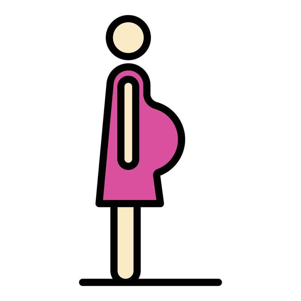 Schwangere Mutter Seitenansicht Symbol Farbe Umriss Vektor