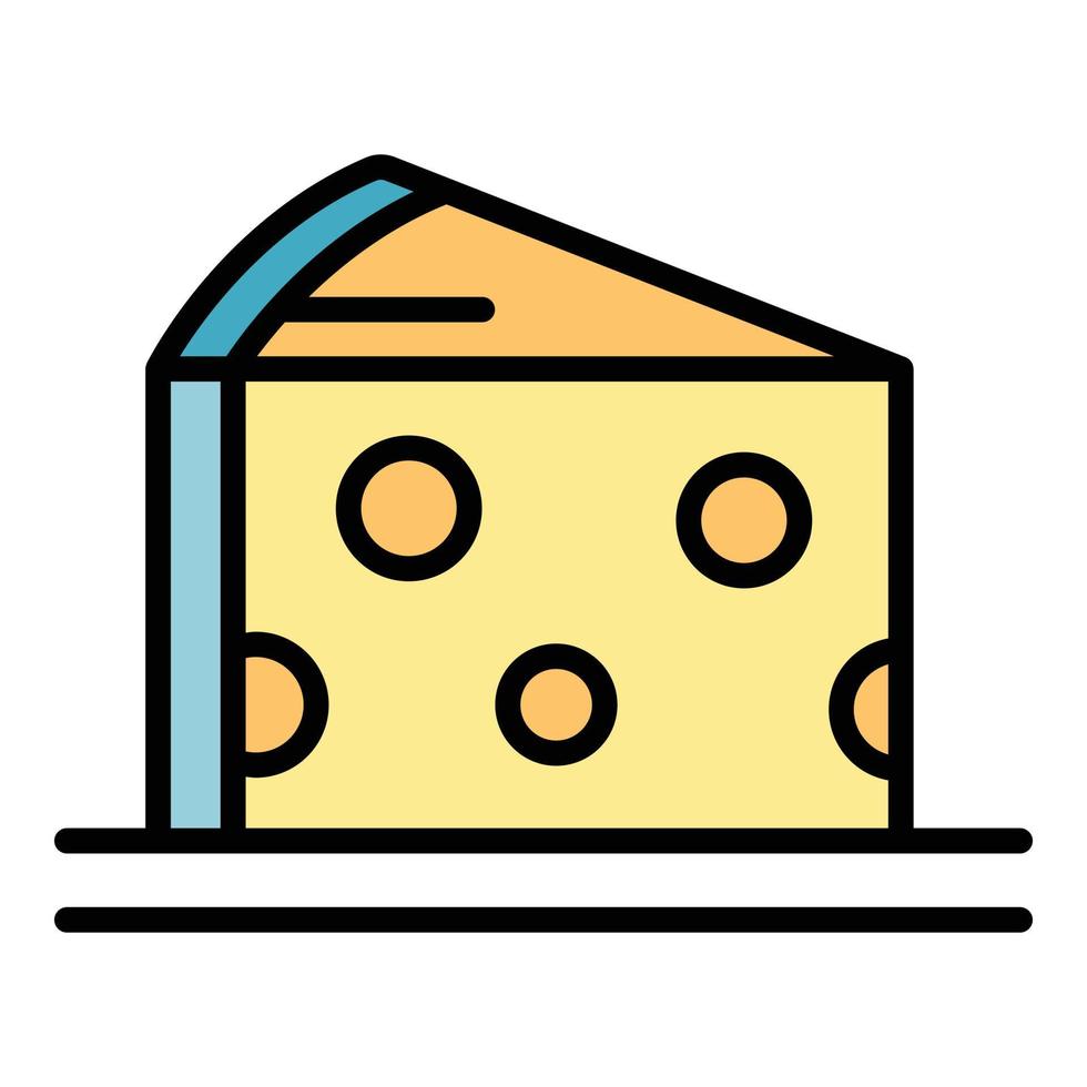 Stück Käse Symbol Farbe Umriss Vektor