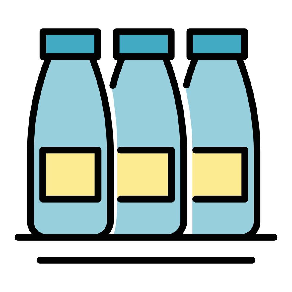 tre flaskor av mjölk ikon Färg översikt vektor