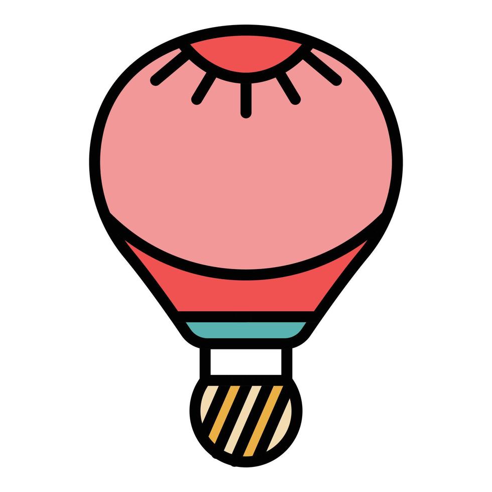 Retro Heißluftballon Symbol Farbe Umriss Vektor