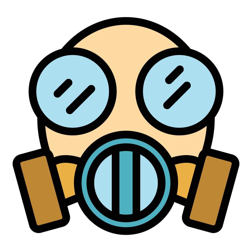 militärische Gasmaske Symbol Farbe Umriss Vektor