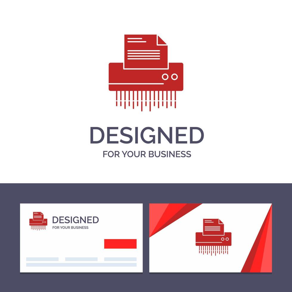 kreativ företag kort och logotyp mall dokumentförstörare konfidentiell data fil information kontor papper vektor illustration
