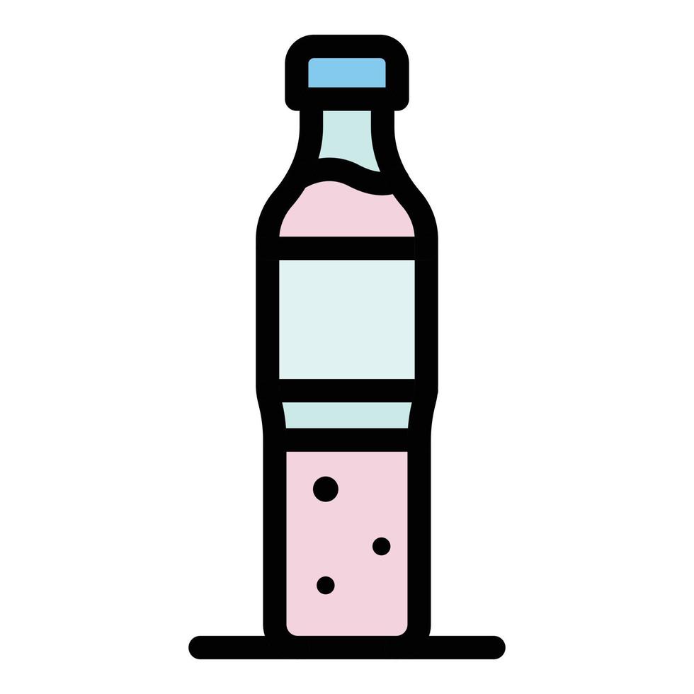 Kunststoff-Sodaflasche Symbol Farbe Umriss Vektor