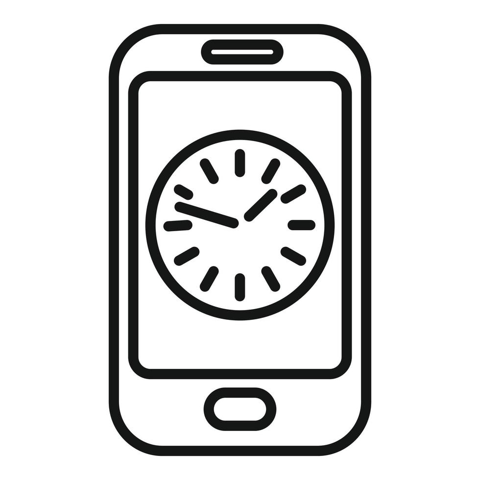 Smartphone-Timer-Symbol Umrissvektor. Uhrenprojekt vektor