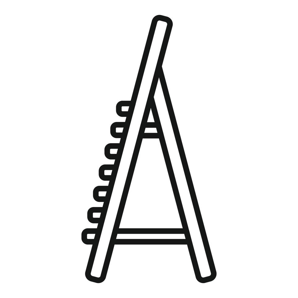 Holzleiter Symbol Umrissvektor. Holzkonstruktion vektor