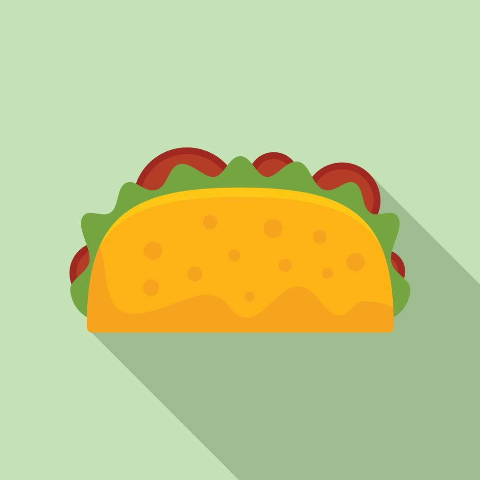Flacher Vektor der mexikanischen Taco-Ikone. Tortilla-Essen