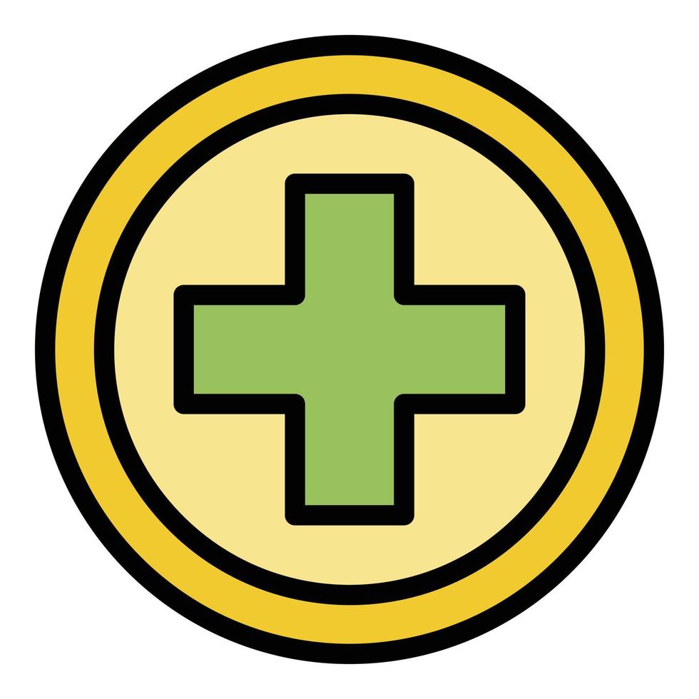 medicinsk korsa cirkel ikon Färg översikt vektor