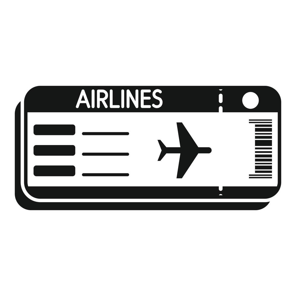 Flugticket-Symbol einfacher Vektor. Flugzeug passieren vektor