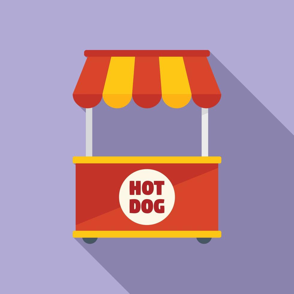 Hot-Dog-Stand-Symbol flacher Vektor. Straßenkiosk vektor