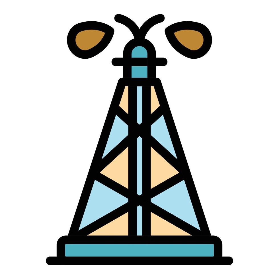 Öl sprudelt aus dem Farbumrissvektor des Turmsymbols vektor