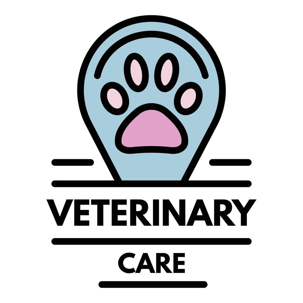veterinär vård logotyp, översikt stil vektor