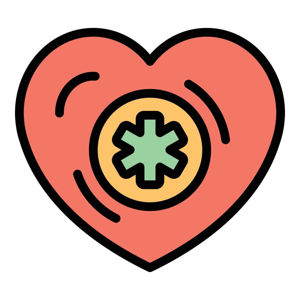 medicinsk korsa i hjärta ikon Färg översikt vektor