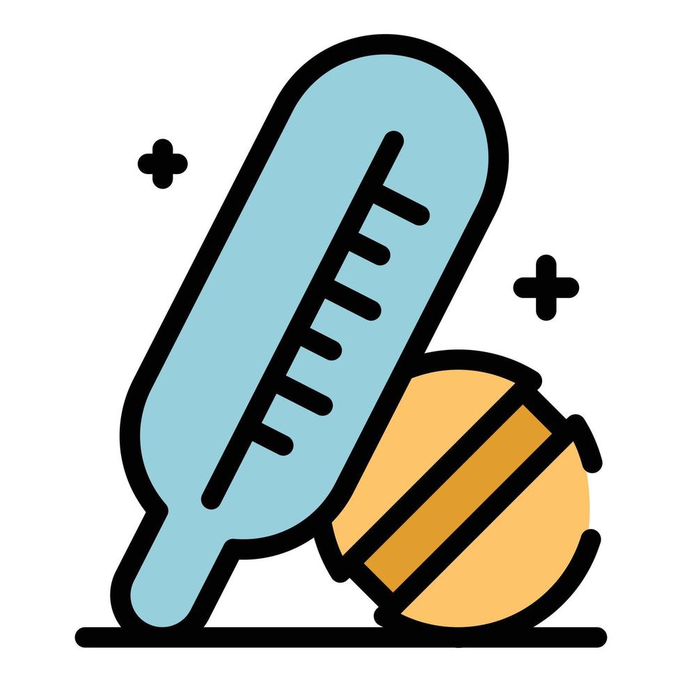 termometer och piller ikon Färg översikt vektor