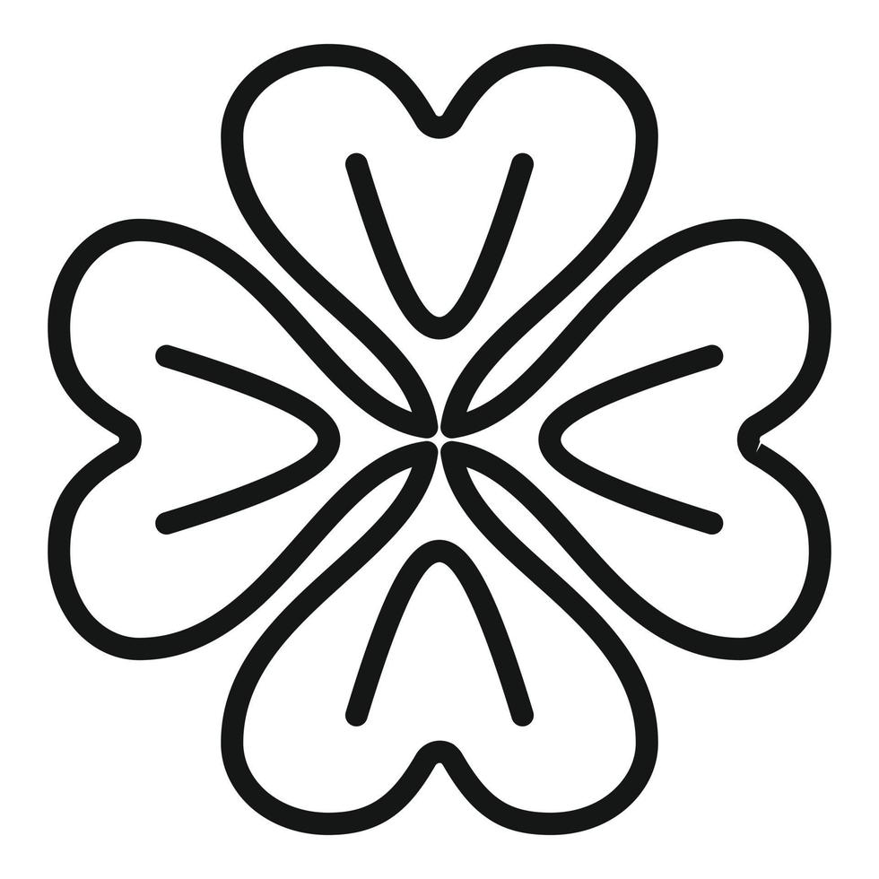 Vierblättriges Kleeblatt-Symbol Umrissvektor. irisches Glück vektor
