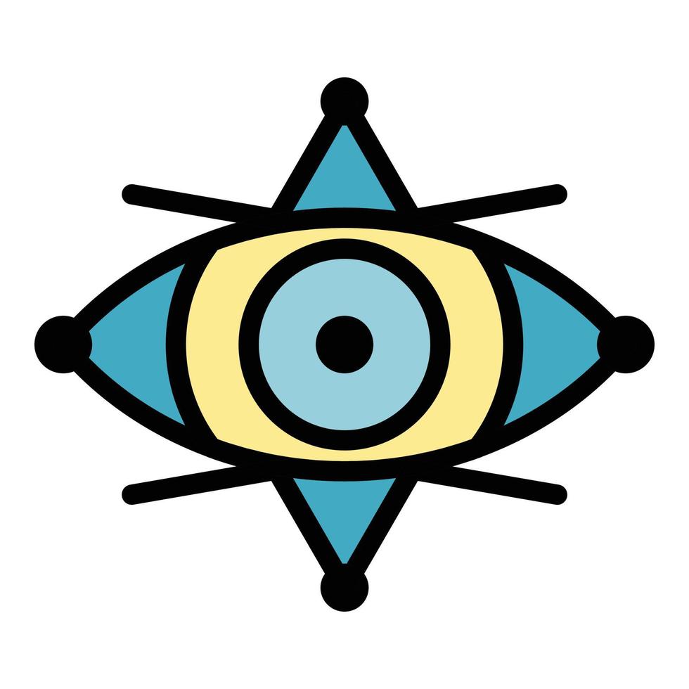 okkultes Auge Symbol Farbe Umriss Vektor