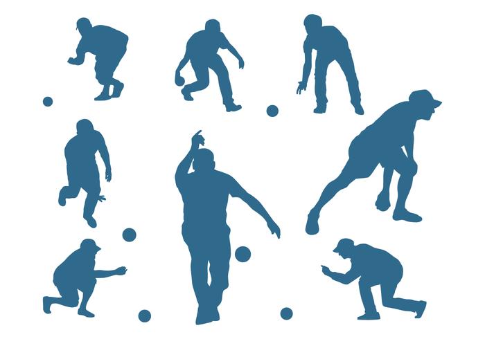 Männer Silhouetten spielen Bocce vektor