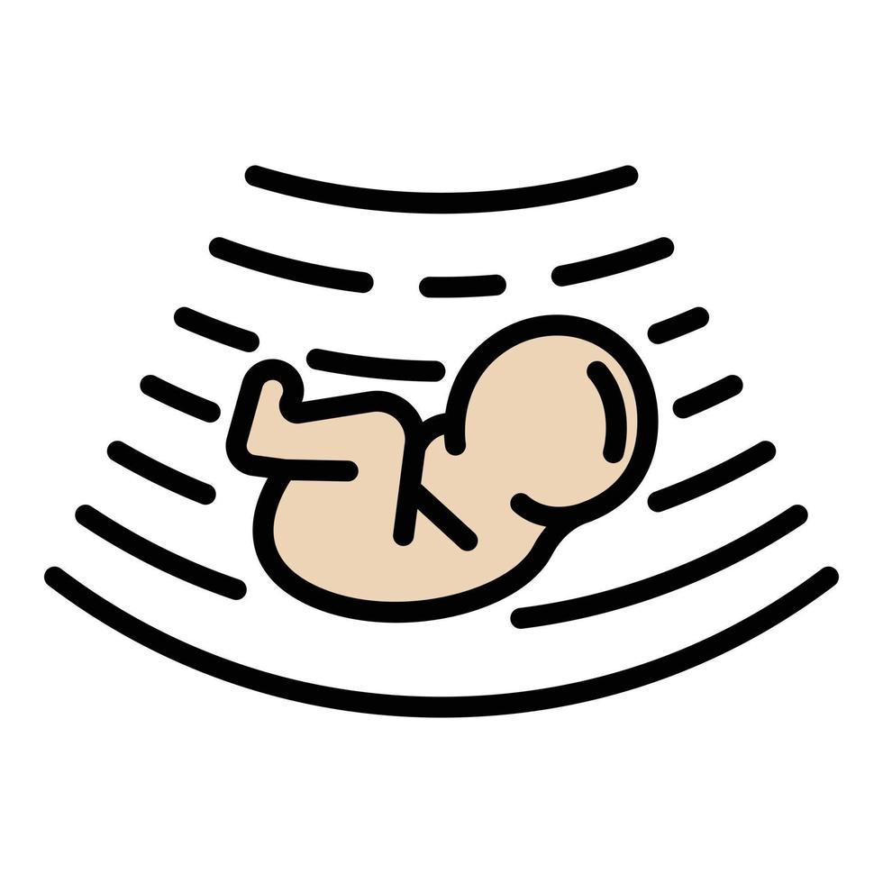 Baby unter Ultraschall-Symbol Farbumrissvektor vektor