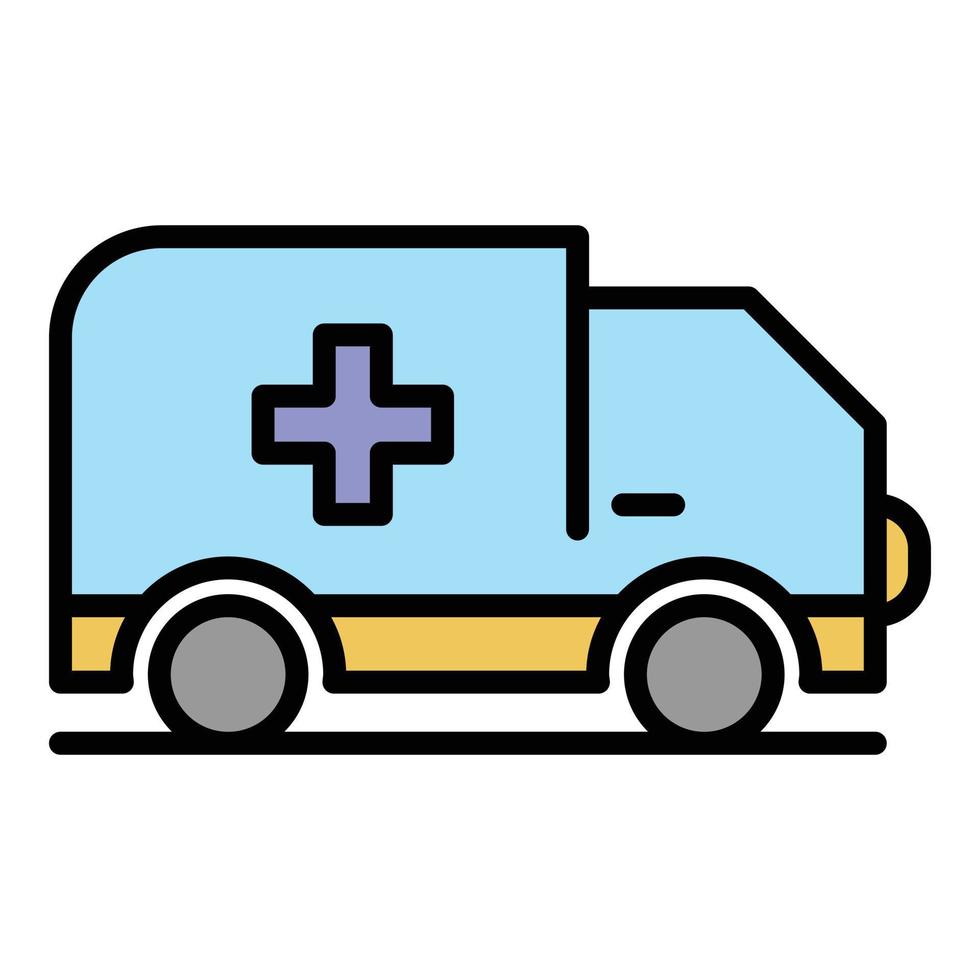 ambulans bil ikon Färg översikt vektor