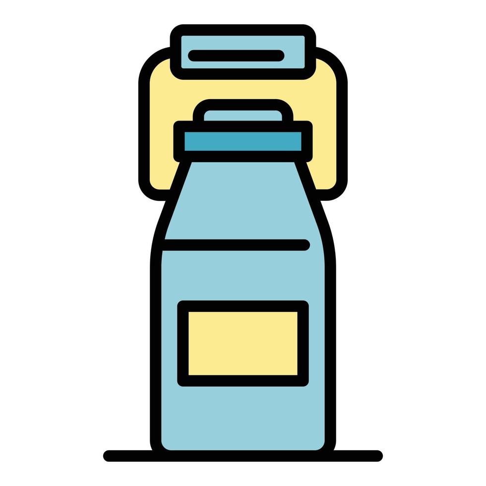 flaska av kefir ikon Färg översikt vektor