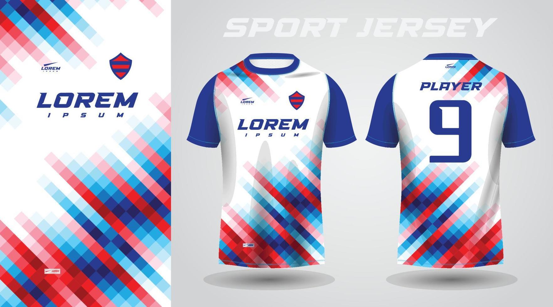 blå röd skjorta sport jersey design vektor