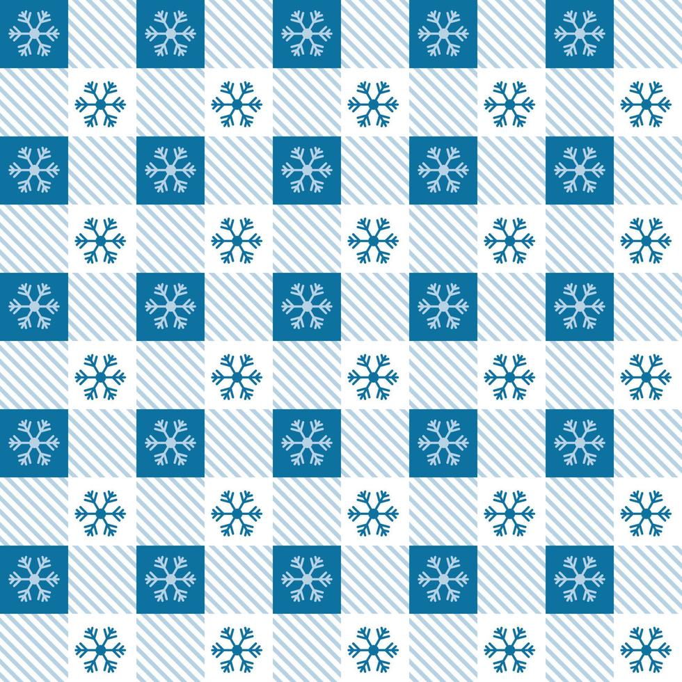 kariertes weihnachtsmuster mit schneeflocken. nahtloser blauer karierter Hintergrund. skandinavische Vichy-Winterkulisse. Vektor-Urlaubsdruck vektor