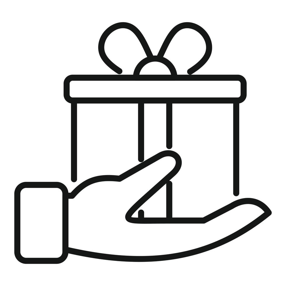 Geschenkbox Nächstenliebe Symbol Umrissvektor. Hilfe spenden vektor