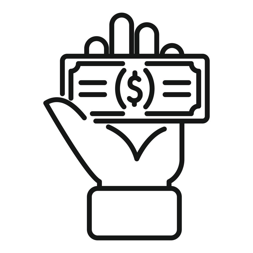 hand ge pengar kontanter ikon översikt vektor. välgörenhet donera vektor