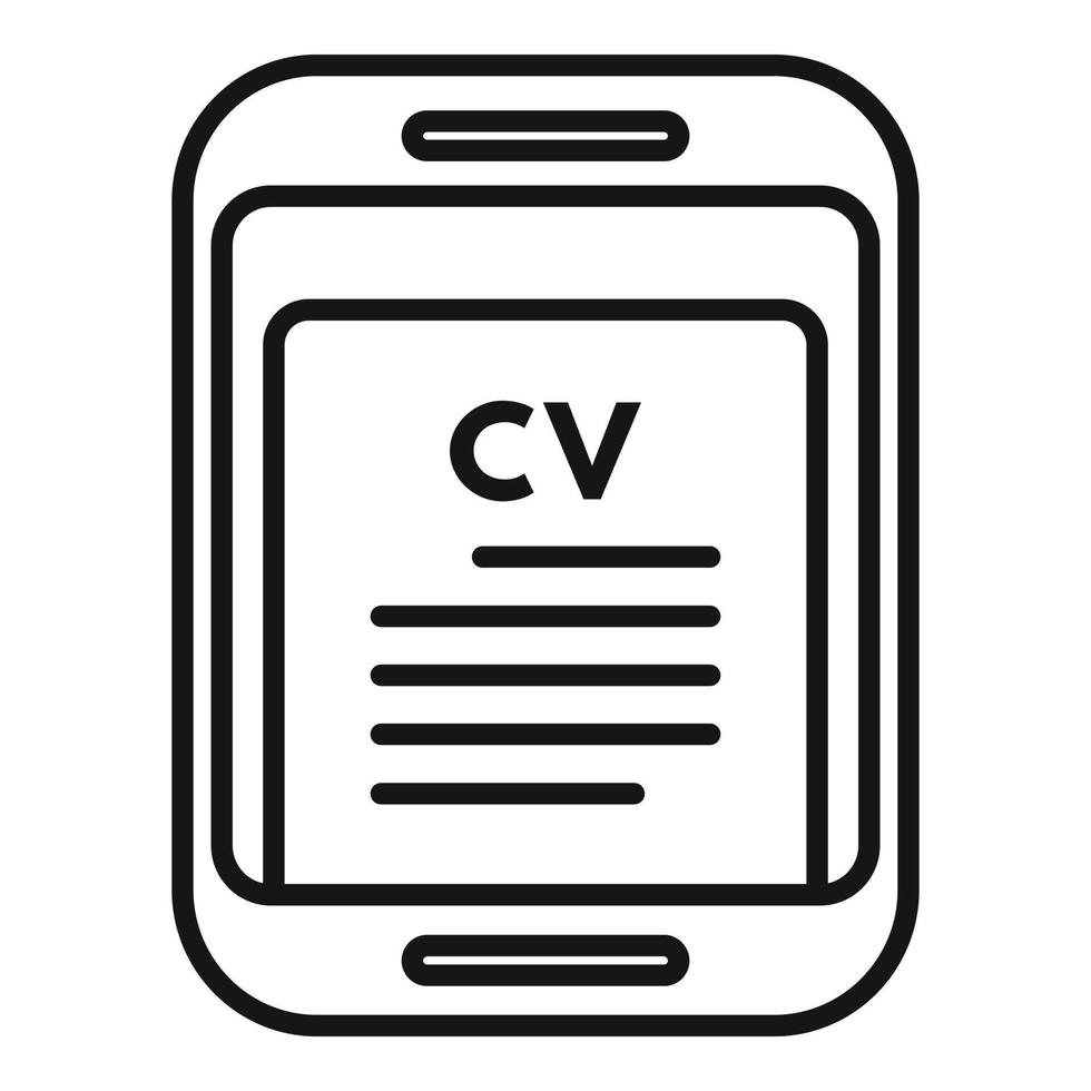 uppkopplad läsplatta CV ikon översikt vektor. jobb Sök vektor