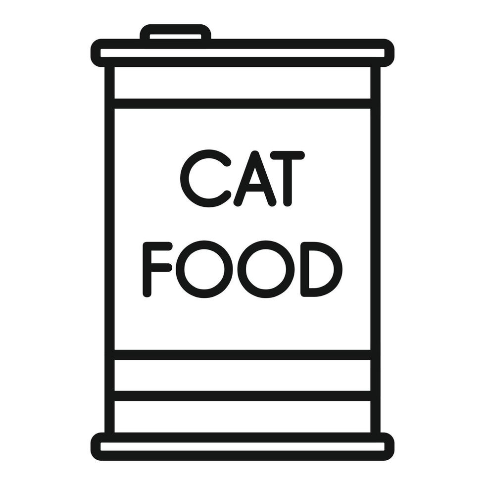 katt mat tenn kan ikon översikt vektor. sällskapsdjur väska vektor