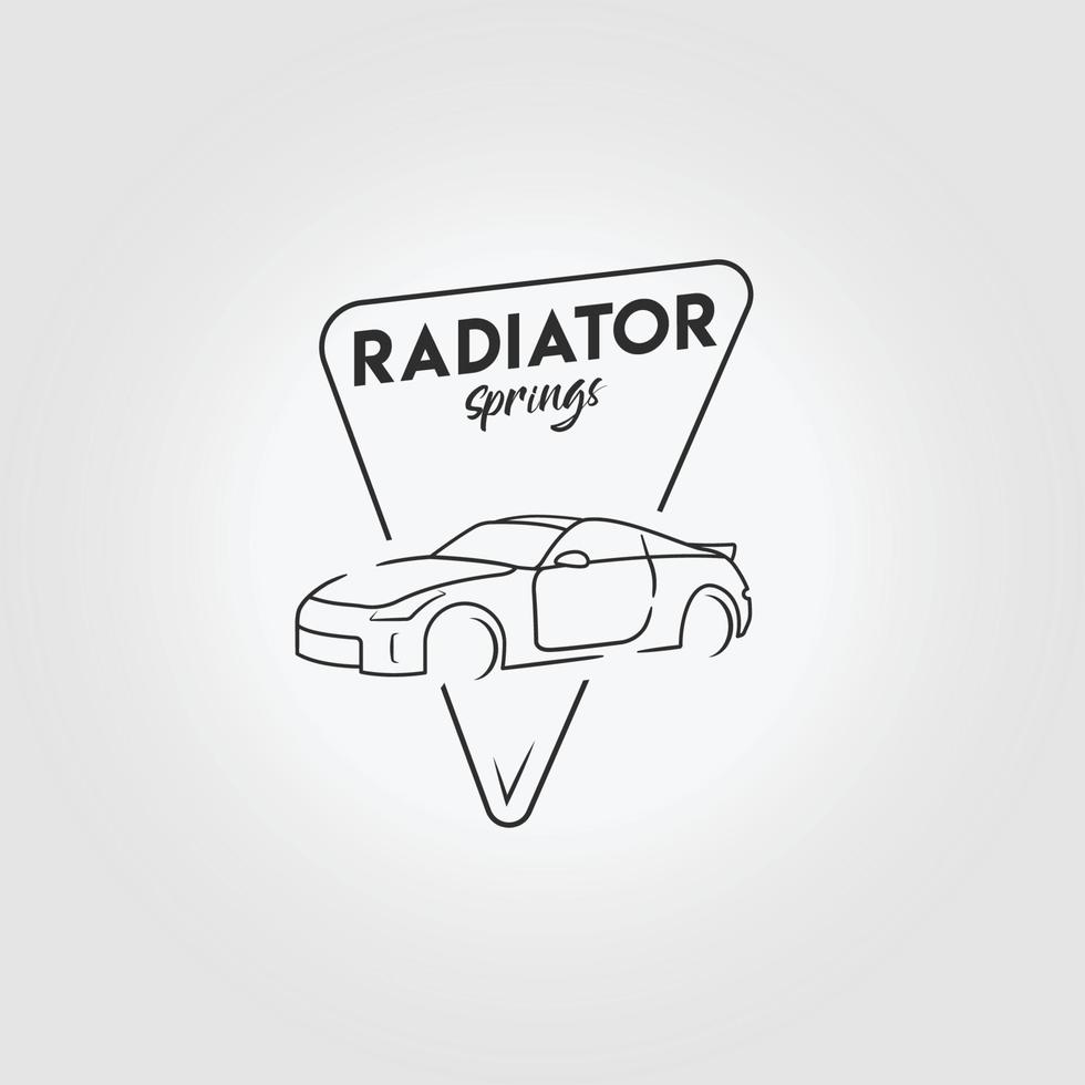 minimalistisk emblem av sport bil design logotyp ikon vektor illustration